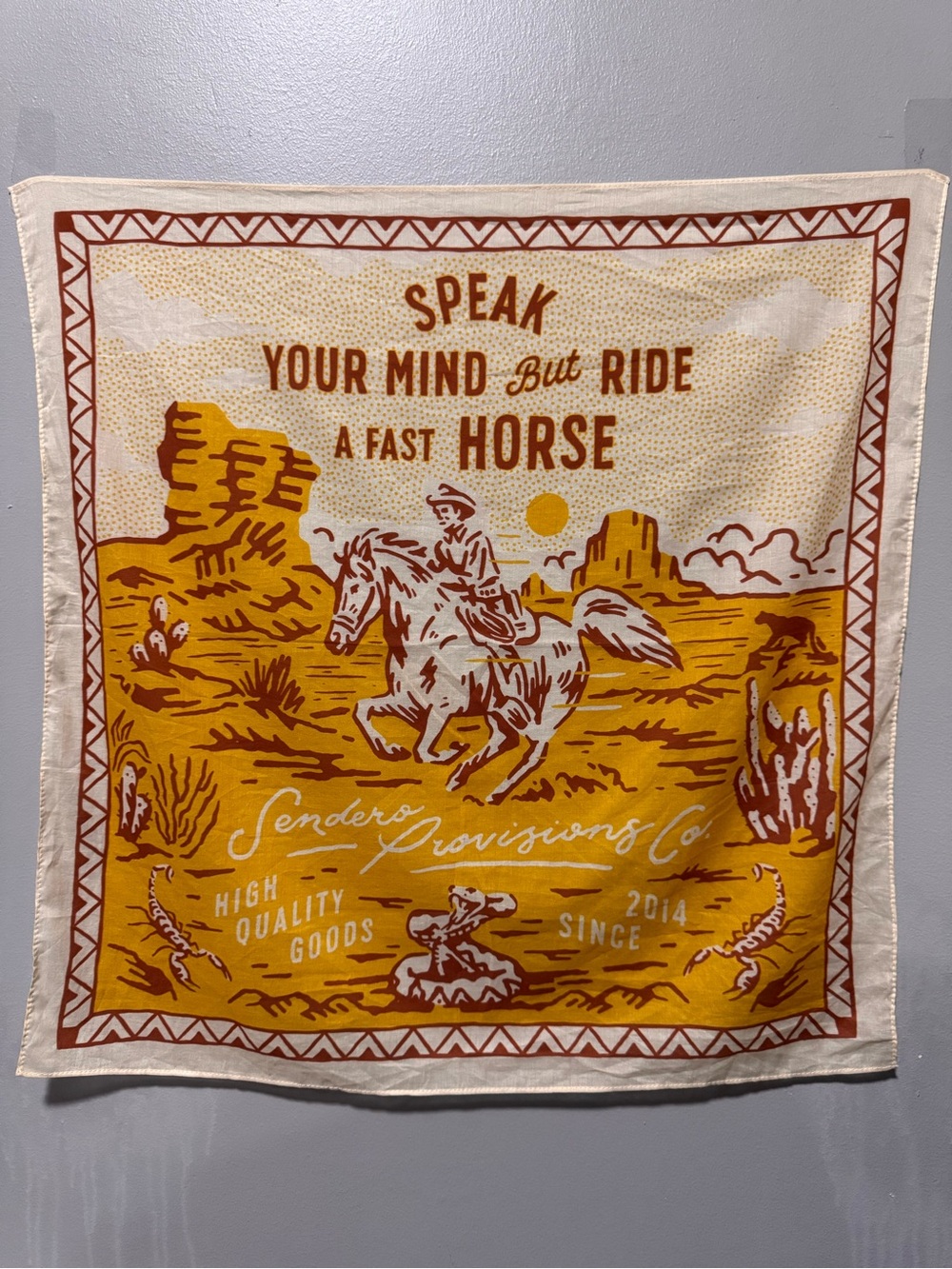 Sendero Provisions Co Western Bandana Scarf Cowboy Horse Desert Cotton 22x22